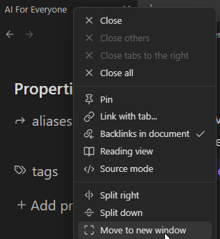 Moving the current tab to a new Window