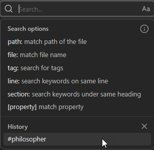Different ways to search for notes