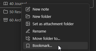 Example: creating a folder bookmark