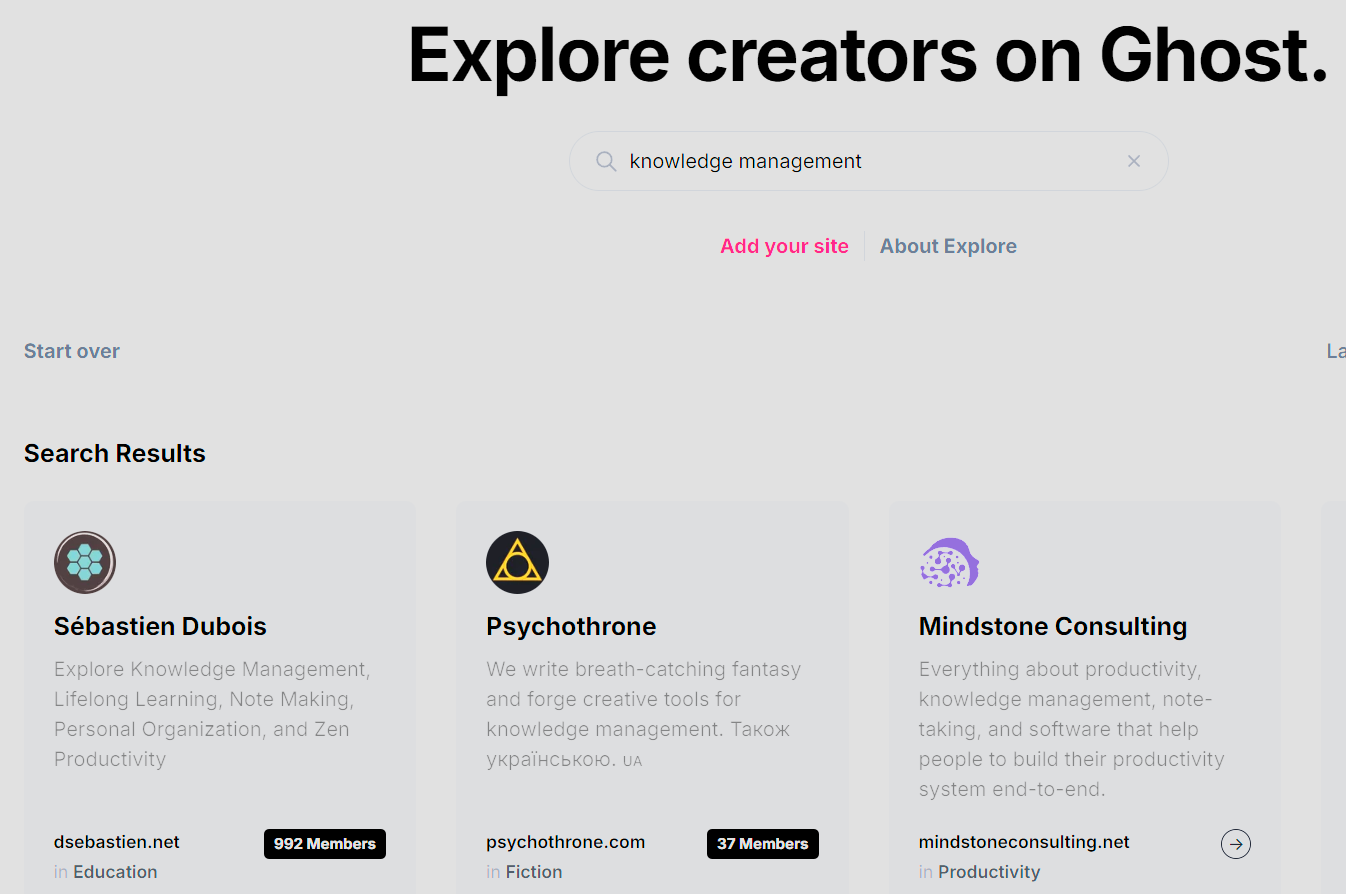 dSebastien.net is now featured on Ghost Explore