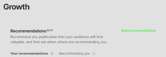 Ghost supports Recommendations, just like Substack