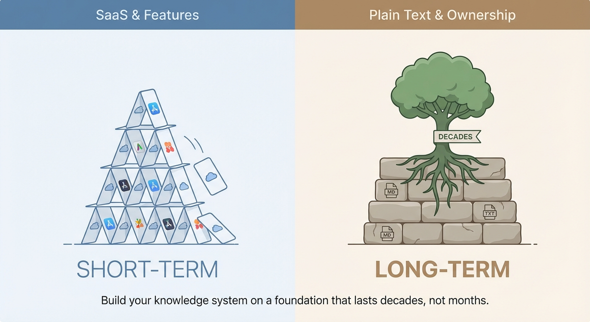 Build Your Knowledge System for Decades, Not Months: Why Long-Term Thinking Matters in PKM